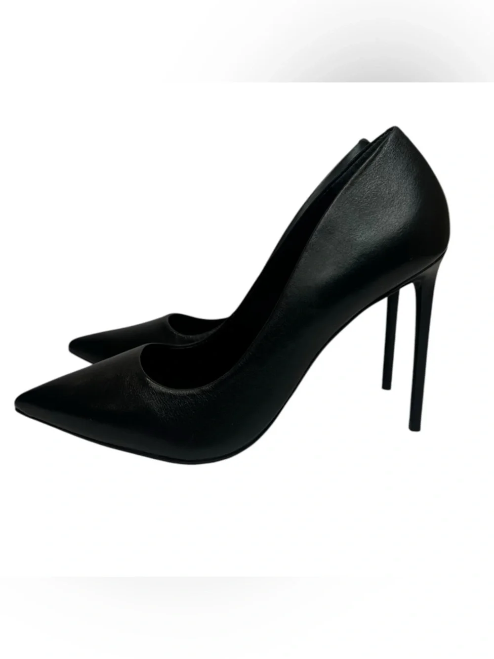 Steve Madden Graham Black Leather Stiletto Heels Size 10 Pointed Toe Pumps - Picture 4 of 8